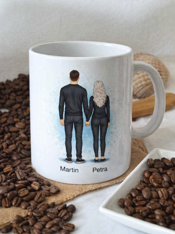 hrnek s potiskem páru muž a žena blond milenci