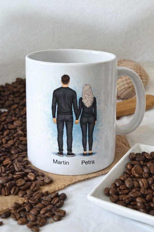 hrnek s potiskem páru muž a žena blond milenci