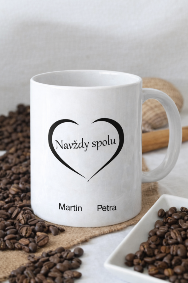 zadní strana hrnku zamilovaný pár